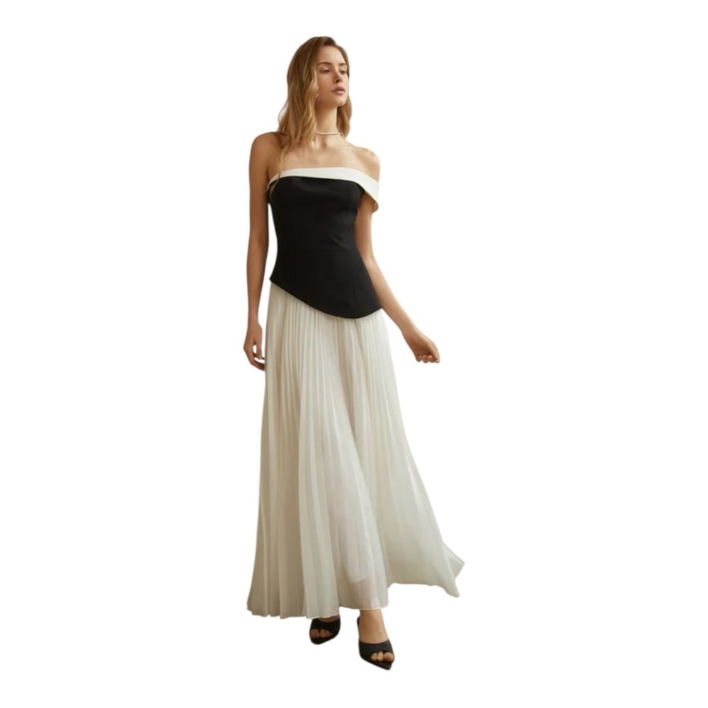 Commense Black and White Maxi dress new
